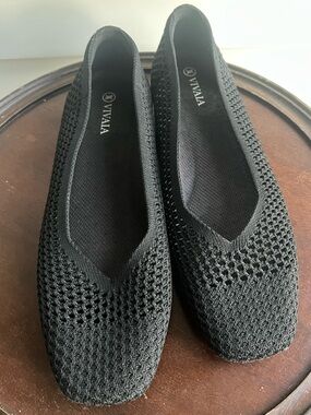 Vivaia Women's Margot 2.0 Square-Toe Mesh Flats Black Size 39 (8)